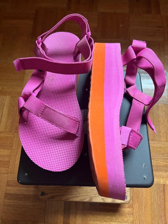 Teva Shoes - TEVAs Pink Platform Strappy Sandals with Orange Accent